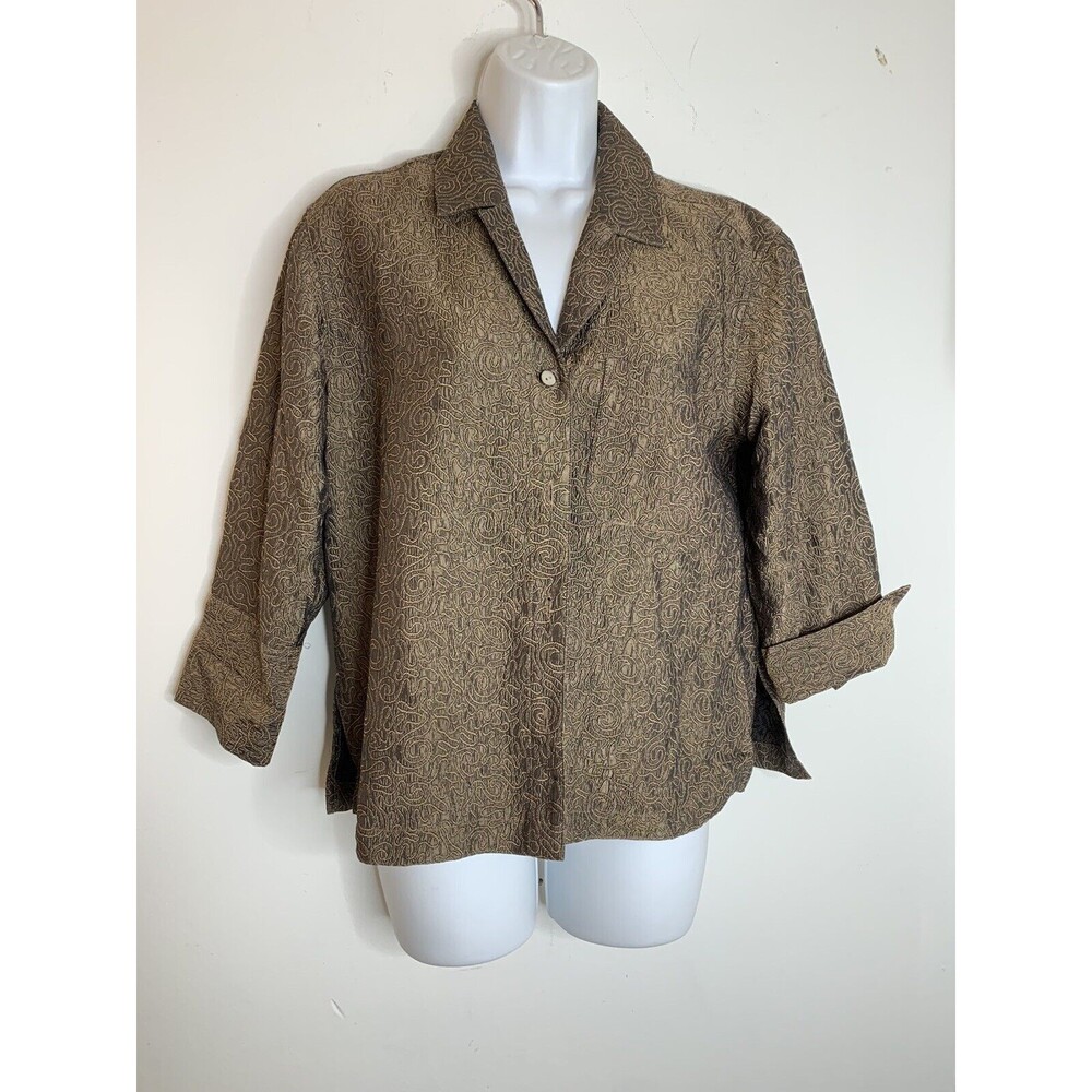 Chico's brown 1 embroidered Blazer Jacket